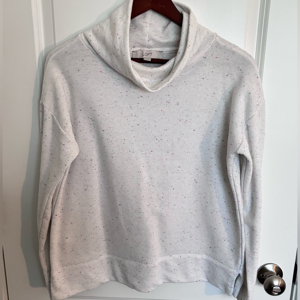 LOFT | Cream Speckled Funnel Neck Sweater